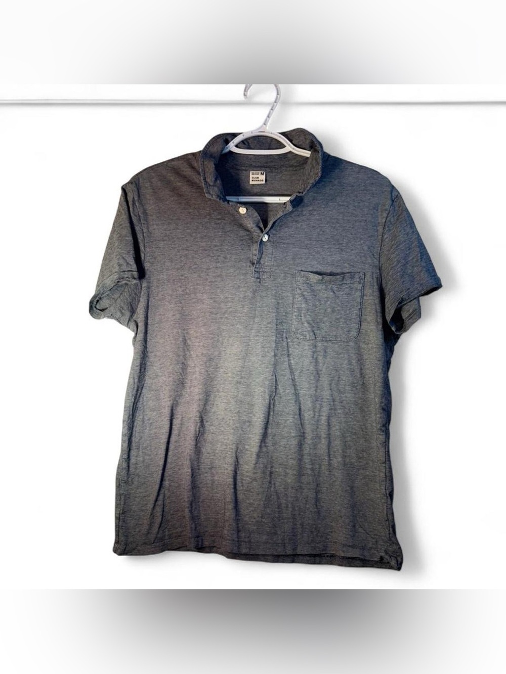 Club Monaco Men's Heather Gray Short-Sleeve Polo with Pocket